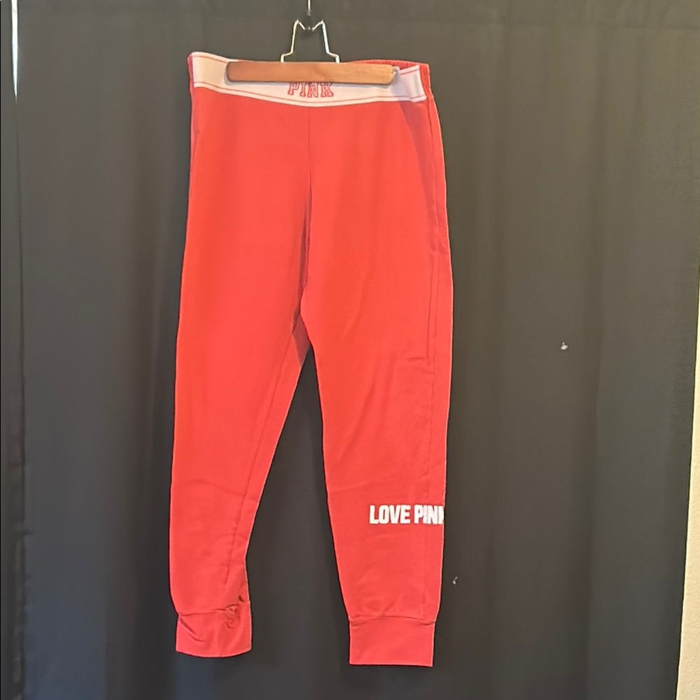 PINK Victoria's Secret Bright Pink Sweatpants Tapered Joggers